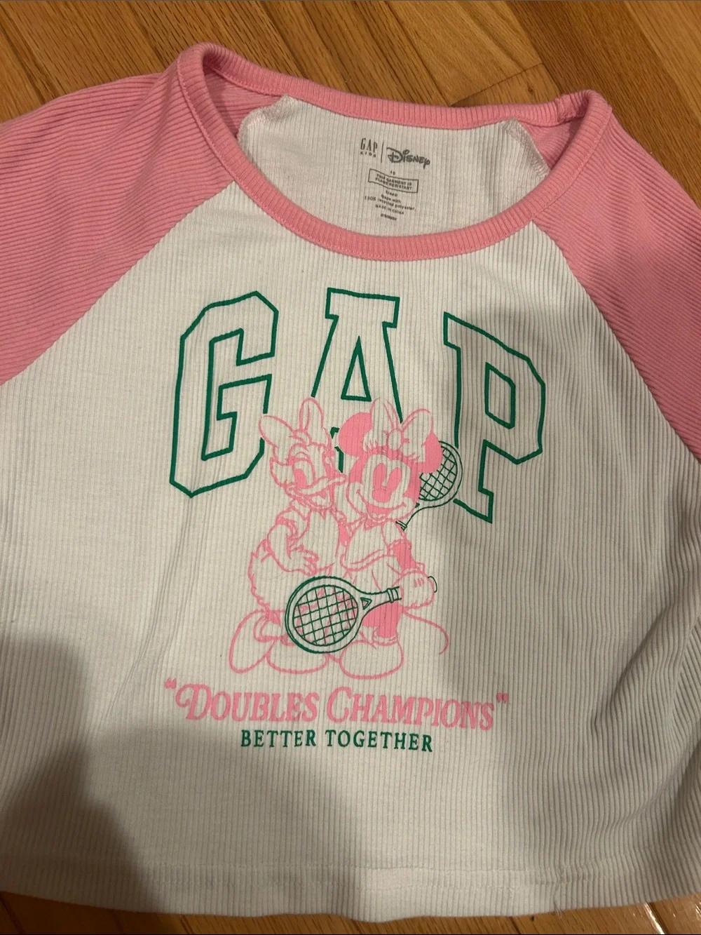 GAP Pink & White Minnie & Daisy Tennis Raglan Tee